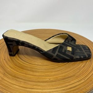 FENDI Zucca Blocked Heel Mules 90s Monogram Size 9